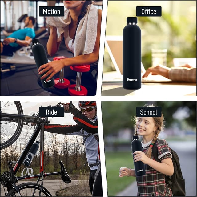 Thumbnail 5 de Exllena Insulated 1L Black Water Bottle 🚰
