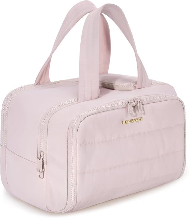 Detalle de BAGSMART Large Toiletry Bag Travel Makeup Bag (Pink) with 2 upright compartments
