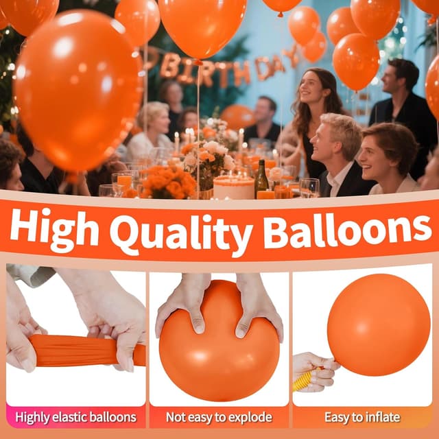 Detalle de KAWKALSH Orange Balloon 110pcs (12 Inch) Thickened Latex Party Balloons