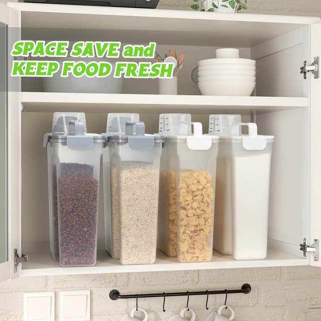 Detalle de TBMax 2-Pack 5L Dog Food Storage Containers with Airtight Lid and Measuring Cups