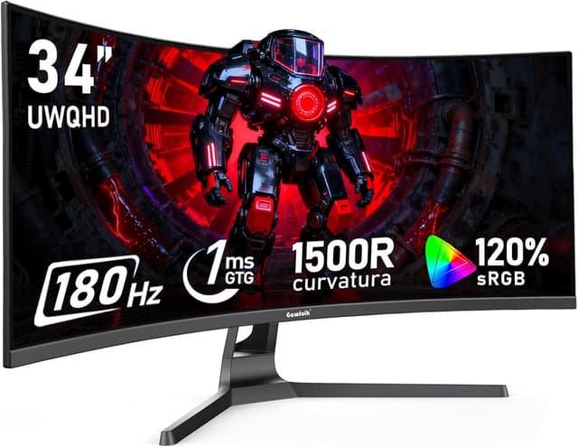Detalle de Gawfolk 34 Inch Ultrawide Curved 180Hz Gaming Monitor