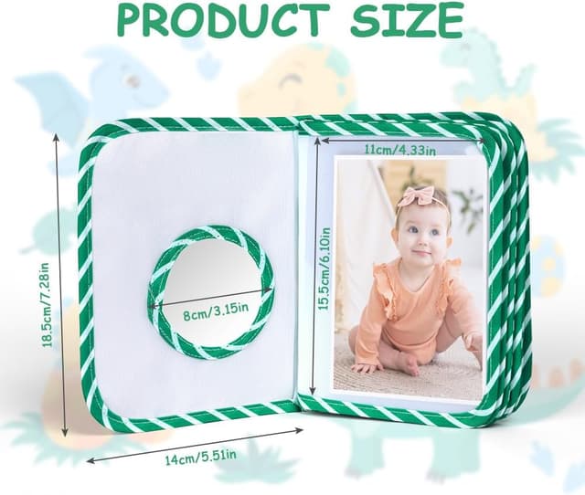 Detalle 2 de Aolso Baby Photo Album con copertina a tema dinosauri (tessuto morbido), fino a 17 foto