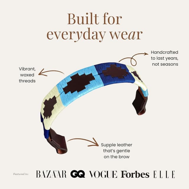 Detalle de Carlos Diaz Designer Genuine Leather Waxed Embroidered Gaucho Polo Horse Bridle Browband (Pony 14 inches)