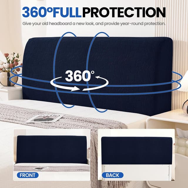 Detalle 2 de Ystyle copri testiera letto matrimoniale/singolo elasticizzata blu navy (180 cm) antipioggia e antipolvere