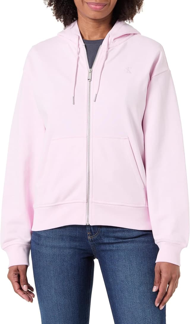 Detalle de Calvin Klein Donna Felpa con zip e cappuccio Archive Logo French Terry