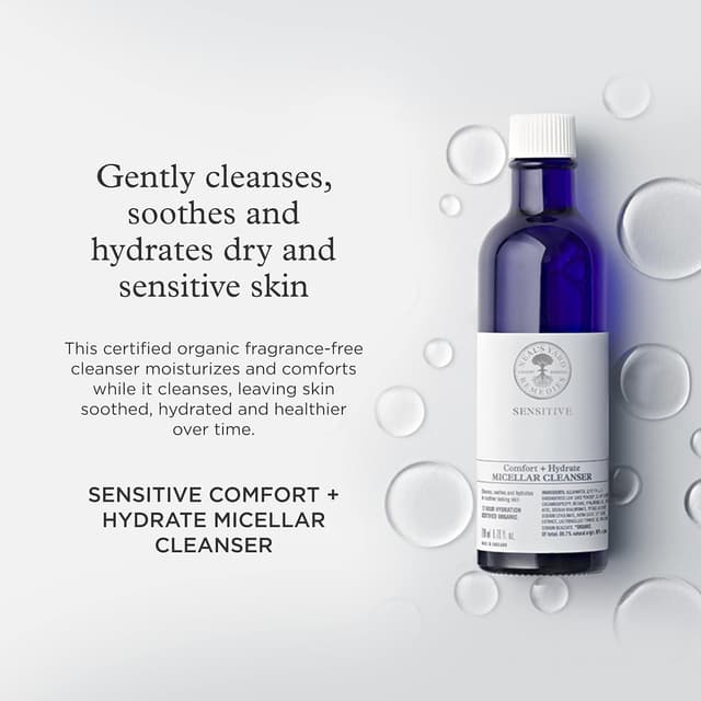 Detalle 2 de Neal's Yard Remedies Sensitive Comfort + Hydrate Micellar Cleanser (200ml) — gentle micellar cleansing for hydrated, calmer skin