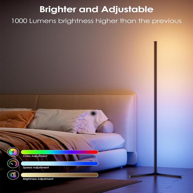 Detalle 2 de Uocub LED Corner Floor Lamp (2 Packs) with RGB, App & Remote, Music Sync