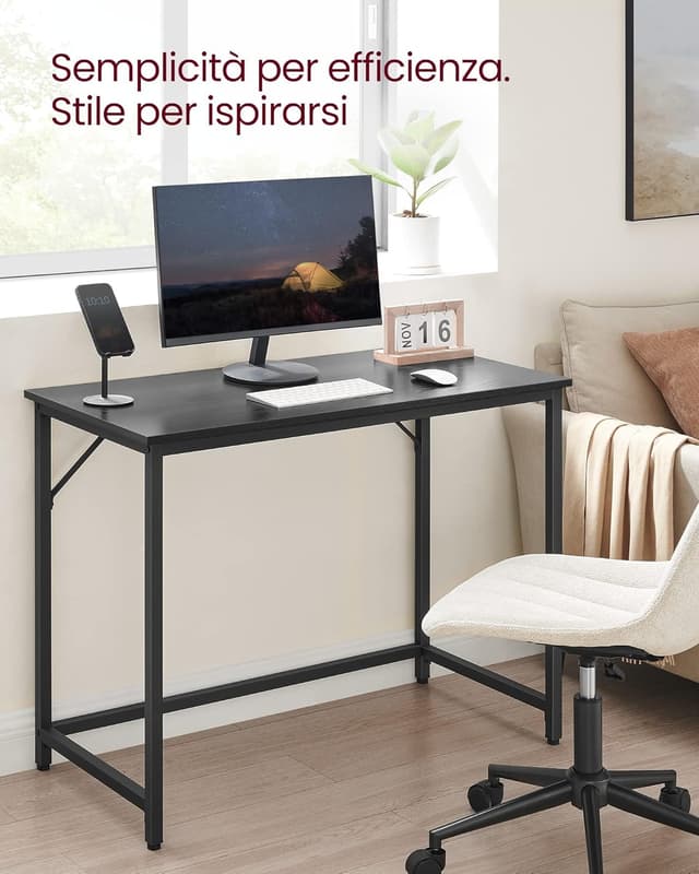 Detalle 2 de VASAGLE scrivania per computer LWD041B56 50 x 100 x 76 cm nero ebano e nero inchiostro