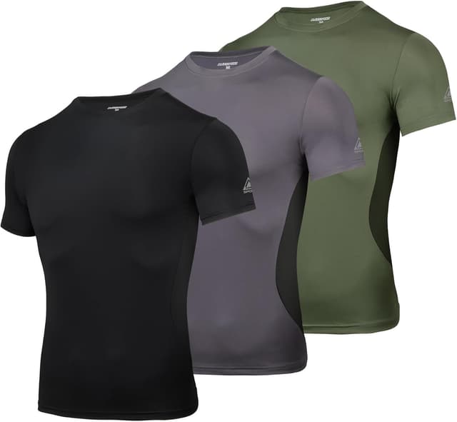 Detalle de AMZSPORT Maglietta a compressione da uomo a maniche corte Cool Dry, per allenamento e corsa