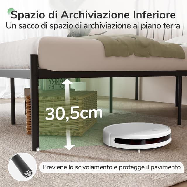 Thumbnail 6 de Novilla rete letto matrimoniale 140x200 con spazio contenitore e testiera, struttura nera