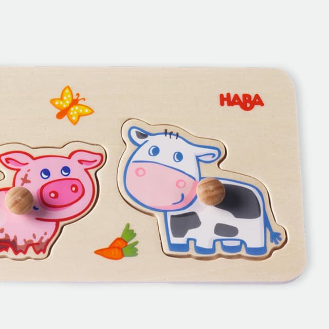 Detalle 1 de Greifpuzzle Bauernhof-Tierkinder 4-teilig