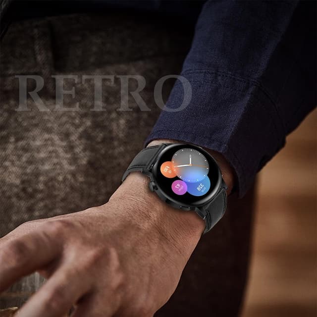 Detalle de Bracelet 20 mm en cuir pour Huawei Watch GT 3/GT 2 42 mm et Samsung Galaxy Watch (boucle noire)