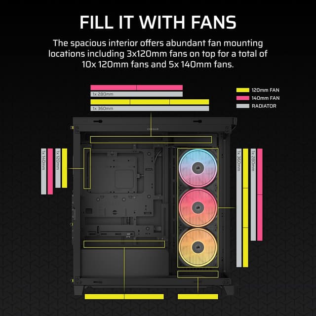Thumbnail 6 de Corsair FRAME 4500X LX-R RGB LINK Mid-Tower PC Case with InfiniRail, dual 360mm radiator support and 3x LX120R RGB LINK fans
