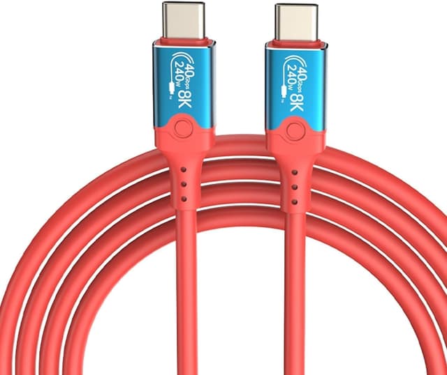 Detalle de Leehitech USB4/Thunderbolt-4 Kabel (40 Gbit/s, 240 W, Orange) – USB‑C auf USB‑C, 1 m