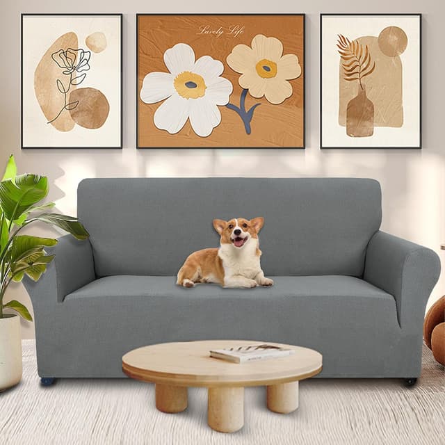 Detalle 2 de Ystyle Copridivano 2 posti con braccioli elasticizzato antigraffio per gatti, grigio chiaro