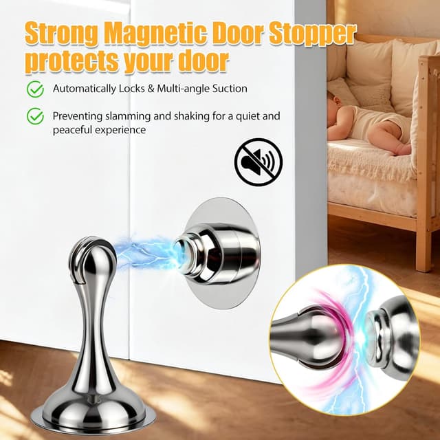 Detalle de lompyeu Türstopper (4 Stück) – magnetisch aus Edelstahl für Boden-, Wand- oder Klebemontage