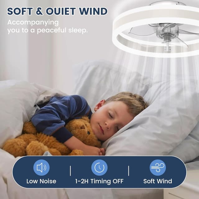 Detalle 2 de Nalezuns Deckenleuchte mit Ventilator: Deckenventilator mit Beleuchtung, 3 Farbtemperaturen & 6 Geschwindigkeiten (Fernbedienung, 40 cm)
