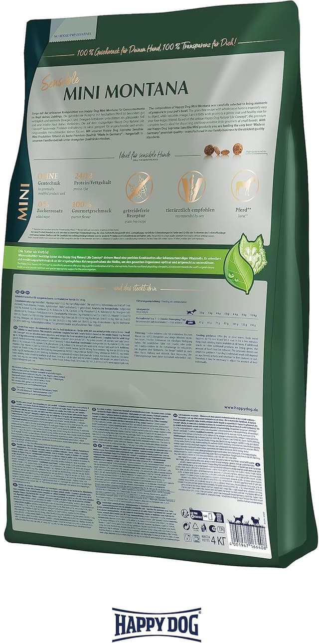 Detalle 2 de Happy Dog Sensible Mini Montana — croquettes sans céréales pour chiens sensibles (4 kg)