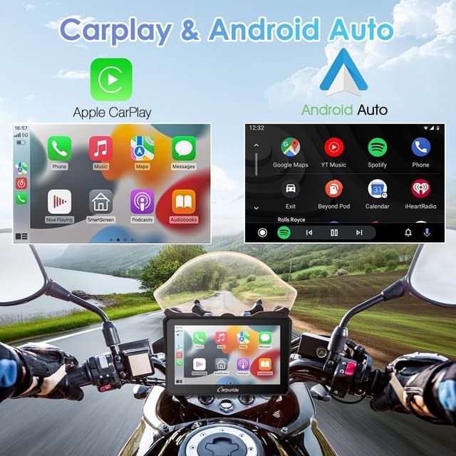 Thumbnail 1 de Carpuride W702 schermo CarPlay per moto 7" impermeabile