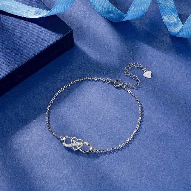 Detalle 2 de VANSZA Damen-Armband aus 925 Sterling Silber mit Unendlichkeits- und Herzsymbol