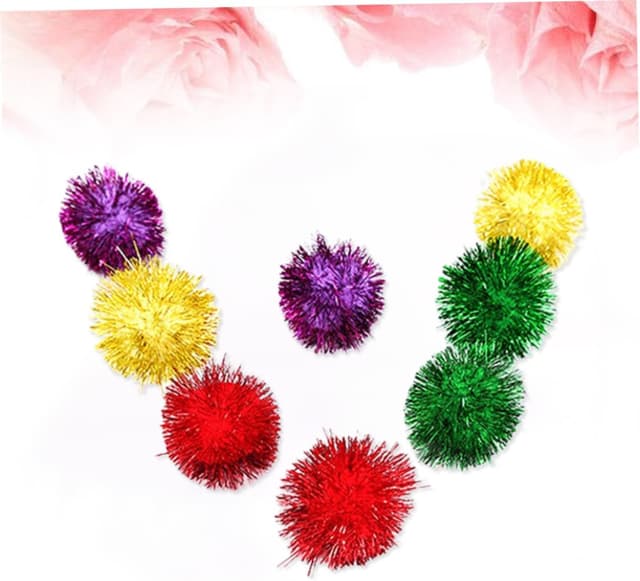 Detalle 2 de SUPVOX 30 bunte Mini-Glitzer-Lametta-Kugeln als Katzenspielzeug (Pompons/Pom-Poms)