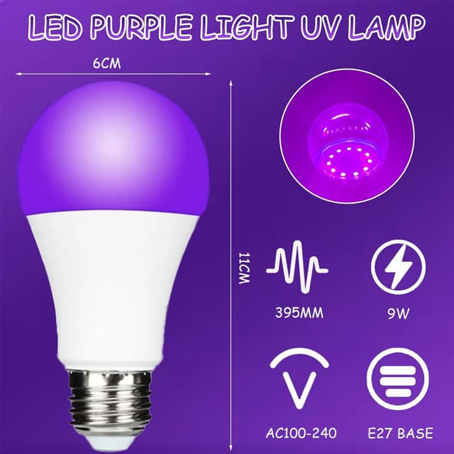 Detalle de LIAISIMI UV Schwarzlichtlampe E27 10 W