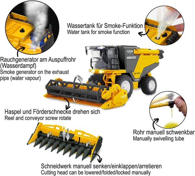 Detalle 2 de JAMARA Mähdrescher MT-1000 1:24S (2,4 GHz) mit Weizen/Mais-Funktionen, Smoke & LED
