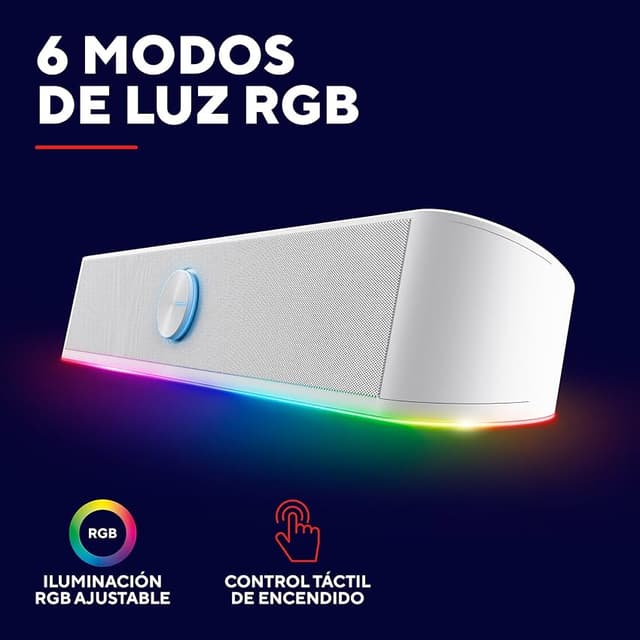 Detalle 2 de GXTrust Rhox 1619W Barra de Sonido RGB para PC 🎵