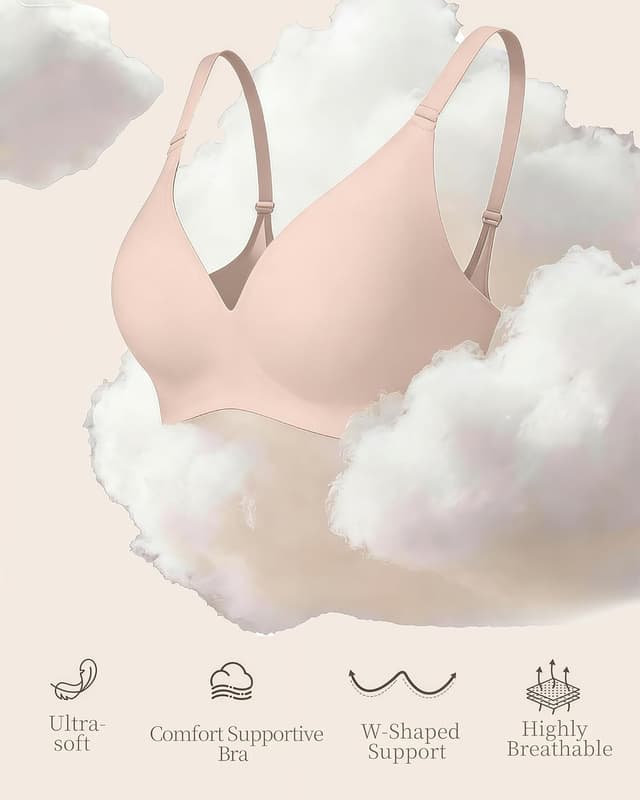 Detalle de Curlady Women’s Wireless Jelly Bra (Seamless, Non-Wired) – Soft Padded T-Shirt Bralette