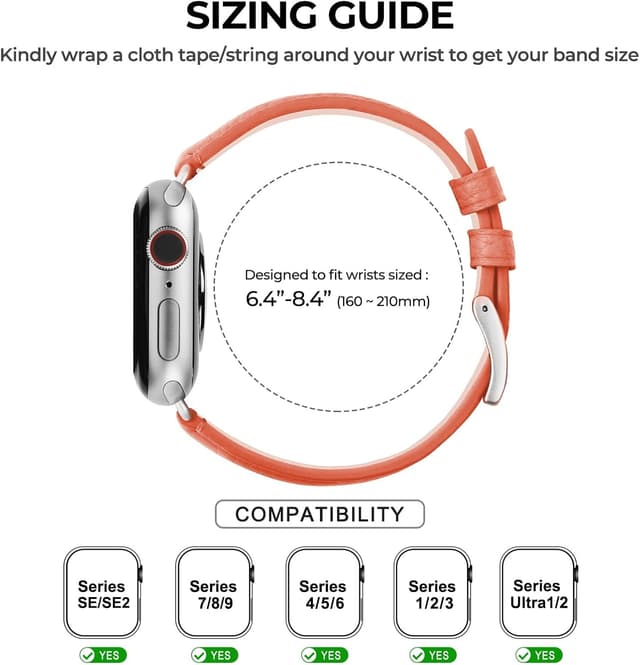 Thumbnail 6 de AoYi Italian Genuine Leather Watch Straps for Apple Watch (38mm–49mm) – Slim cowhide bands with 316L stainless steel buckle