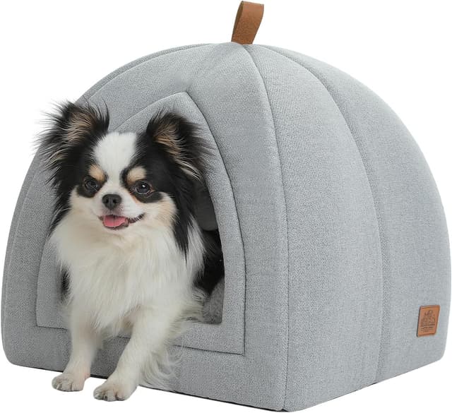 Detalle de PAWZ Road Katzenhöhle mit waschbaren Kissen (Grau), 40 x 40 x 40 cm – gemütliches Katzenzelt & Hunde-Kleintierhaus
