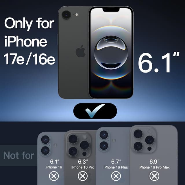 Detalle 2 de JETech Matt Hülle für iPhone 17e (2026) / iPhone 16e – stoßfest nach Militärstandard, matt & transluzent