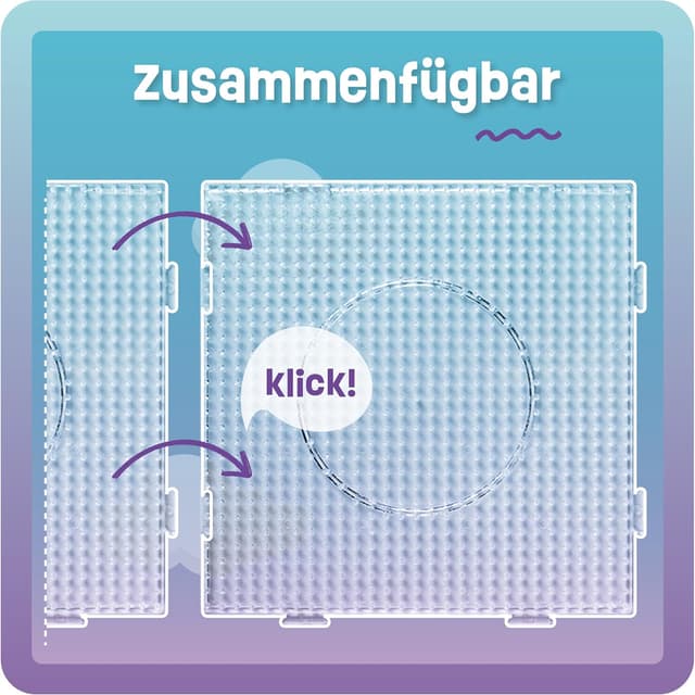 Detalle de Smowo® 8 Bügelperlen Steckplatten (5 mm) – quadratisch & transparent, 14,5 x 14,5 cm, zusammensteckbar