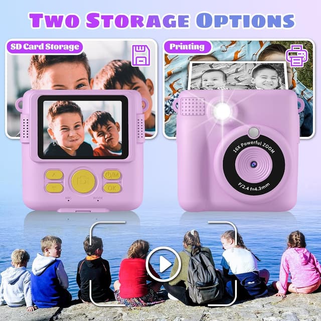Detalle de Instant Print Camera for Kids 1080P 32GB SD Card