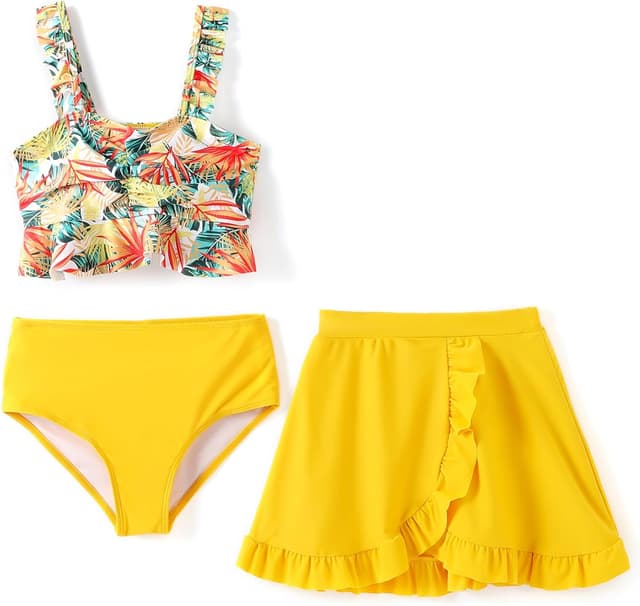 Detalle de PATPAT Costume Bambina 3 pezzi bikini (top, slip mare e gonna) 5–12 anni, 110–152 cm