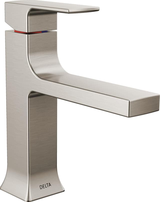 Detalle de Delta Velum Brushed Nickel 1-Hole Bathroom Faucet with Metal Push-Pop Drain (537-SSMPU-DST)