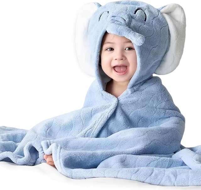 Detalle 2 de HAGOT 2er-Set Kapuzenhandtücher für Babys (80 x 80 cm) – Babybadetuch aus Korallenvlies, Weiß/Grau