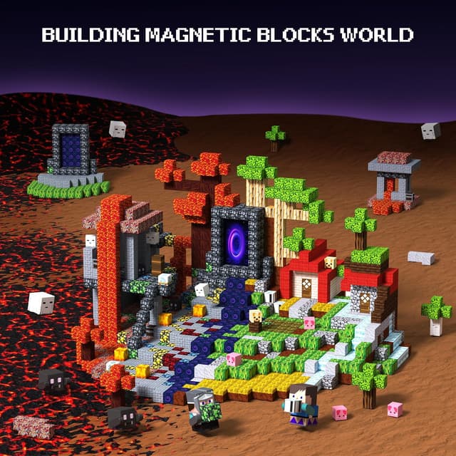 Detalle de Innovakids Magnetic Blocks 200PCS Magnetic Building Tiles (Magma) for Ages 2–12