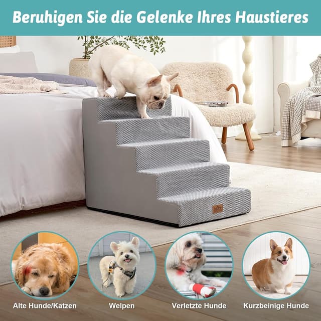 Thumbnail 4 de COZY KISS Hundetreppe 5 Stufen Grau 75x50x60 cm