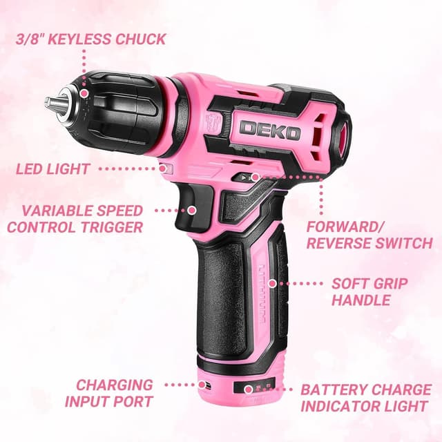 Detalle 2 de DEKOPRO 12V cordless drill with 3/8-inch chuck