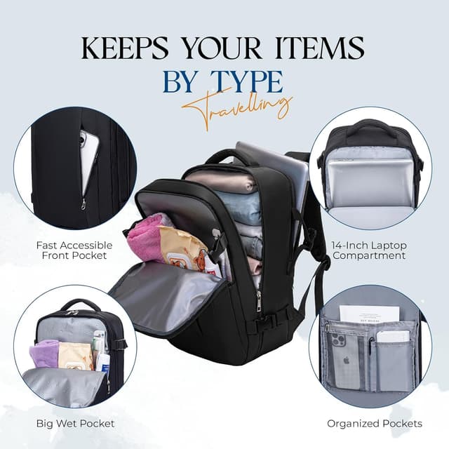 Detalle 2 de Zaino VMIKIV 40x30x20 per bagaglio a mano Ryanair, Wizz Air e Vueling con scomparto laptop e tasca antifurto