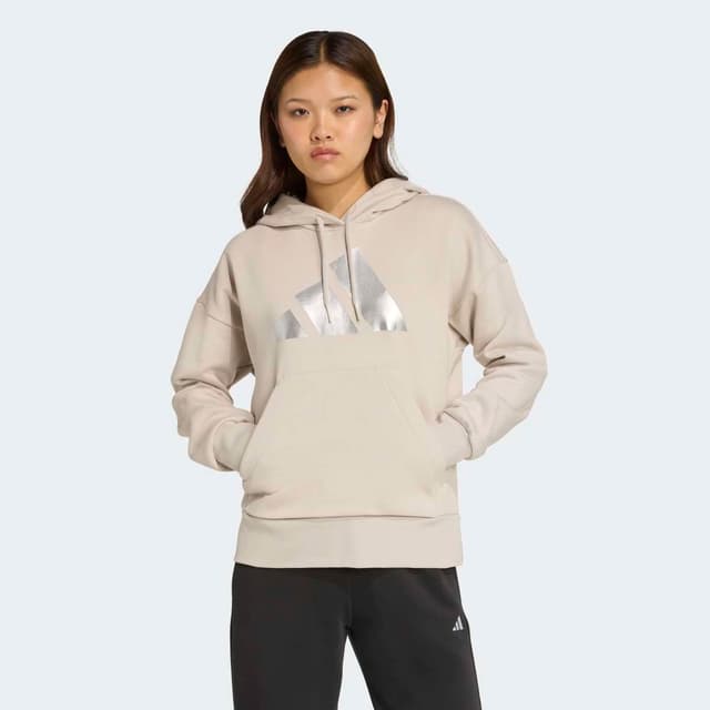 Detalle de Sudadera con capucha adidas Holiday Metallic Graphic para mujer