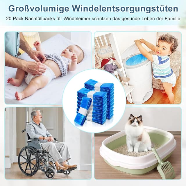 Detalle de Ricariche per secchio mangiapannolini 20 pezzi PARPAT 4,5 m (Twist & Click) antiodore