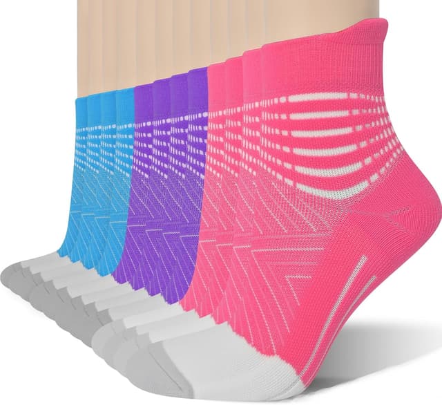 Detalle de IRAMY Compression Ankle Support Running Socks (Coolmax wicking, plantar fasciitis support) – 3 pairs