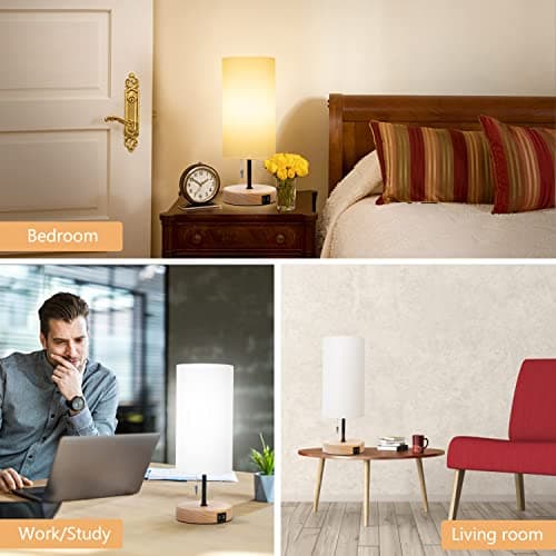 Detalle 2 de Aigostar Lámpara de Mesa con 2 USB 🪔