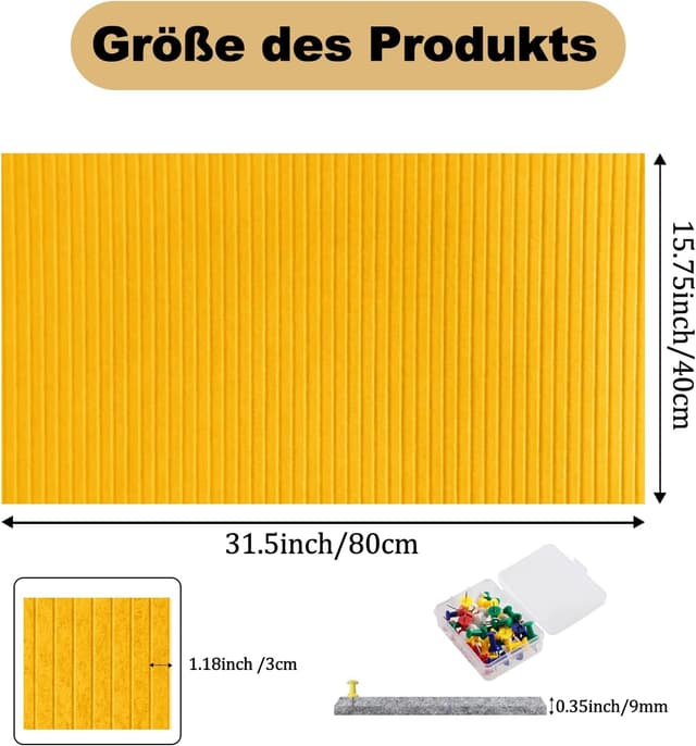 Thumbnail 6 de Filz Pinnwand 80x40 cm selbstklebend, gelb