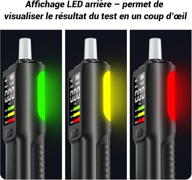 Thumbnail 6 de ELESKY Éthylotest électronique rechargeable USB‑C avec écran LCD (BrAC en mg/L) et 10 embouts