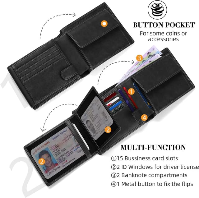 Detalle 2 de HOCRES Wallets RFID blocking slim wallet 15-card