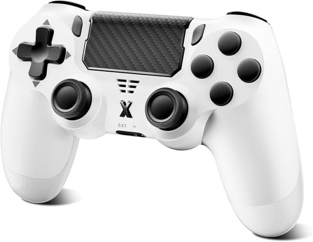 Detalle de Glitfix Wireless Controller (White) – wireless gamepad for PS-4/Slim/Pro and PC with dual vibration, touch panel and 3.5mm audio jack