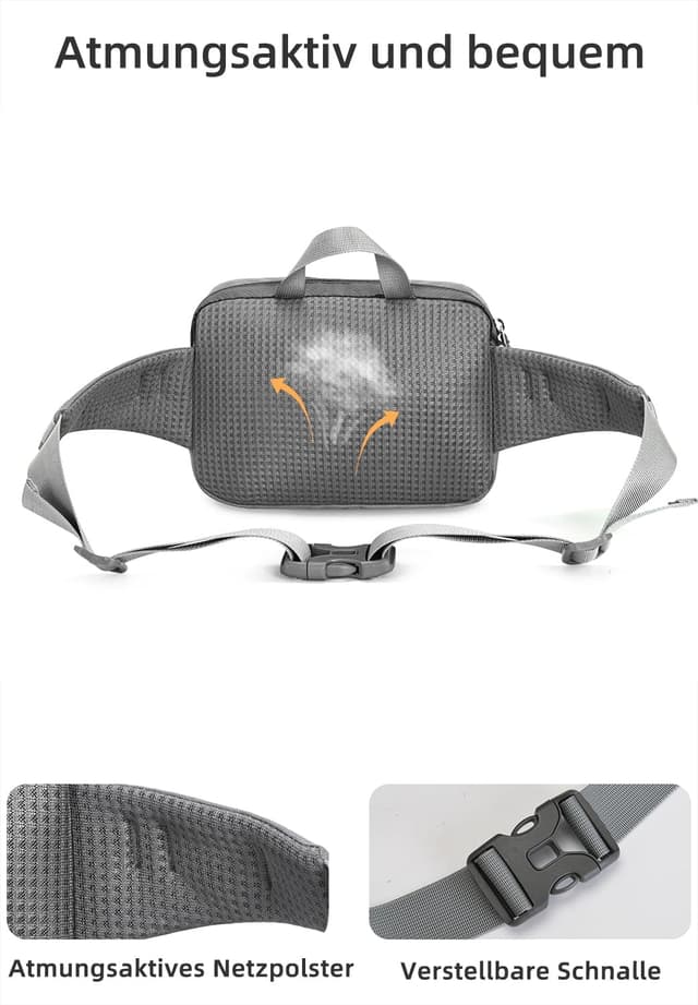 Detalle de buffup® Bauchtasche mit Flaschenhalter – ultraleichte Hüfttasche fürs Outdoor-Training, Radfahren, Wandern & Laufen